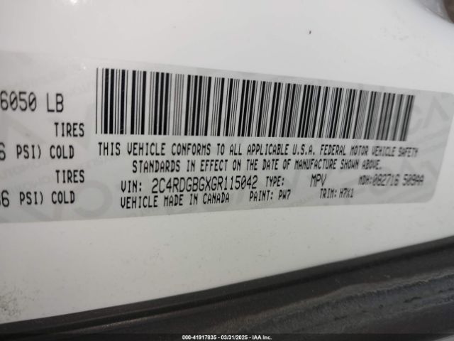 2C4RDGBGXGR115042 Dodge Grand Caravan Se