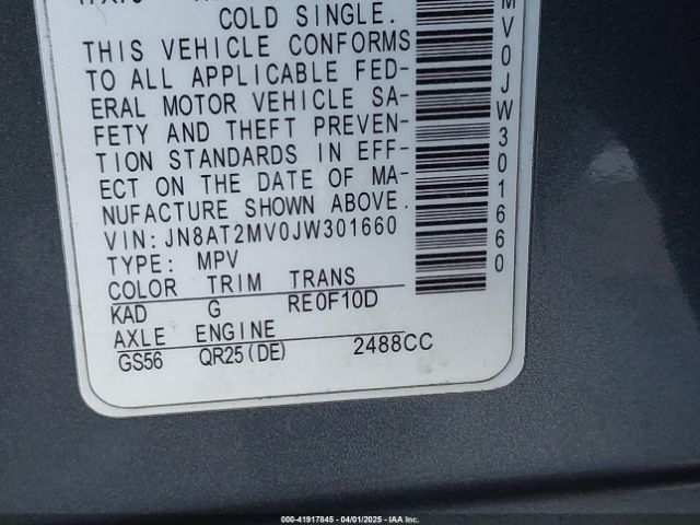 JN8AT2MV0JW301660 Nissan ROGUE SV