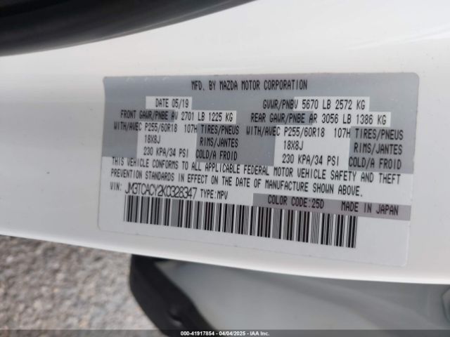 JM3TCACY2K0328347 Mazda Cx-9 Touring
