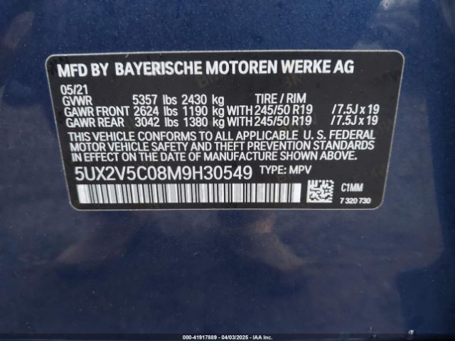 2021 BMW X4 5UX2V5C08M9H30549 Photo 8