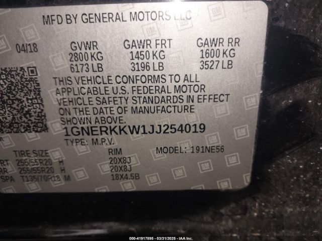 1GNERKKW1JJ254019 Chevrolet Traverse Premier