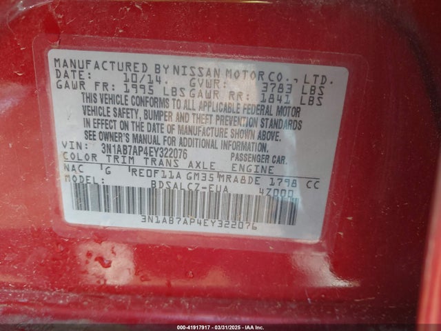 3N1AB7AP4EY322076 Nissan SENTRA S