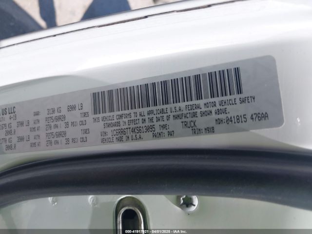1C6RR6TT4KS613095 RAM 1500 Classic Big Horn  4x2 6'4 Box