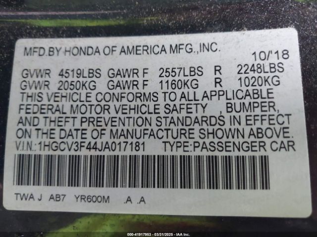 1HGCV3F44JA017181 Honda Accord Hybrid Ex