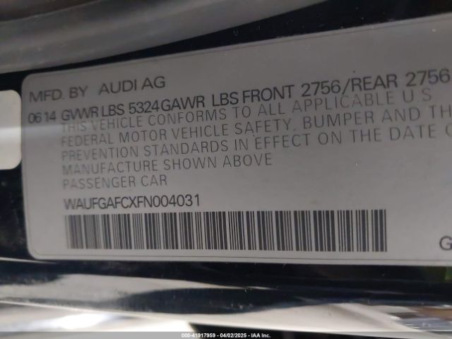 WAUFGAFCXFN004031 Audi A6 3.0t Premium Plus