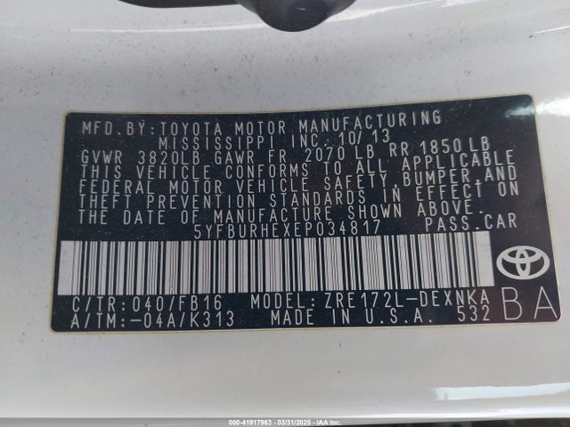 Toyota COROLLA LE 2014 5YFBURHEXEP034817 Image 8