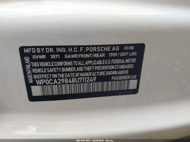 2008 PORSCHE BOXSTER WP0CA29848U711249 Photo 8