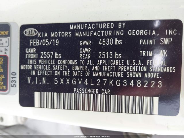 5XXGV4L27KG348223 KIA Optima Sx Turbo