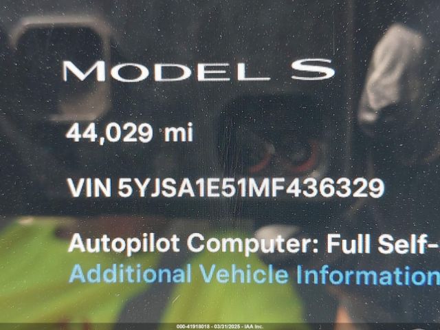 5YJSA1E51MF436329 Tesla Model S Long Range Dual Motor All-wheel Drive