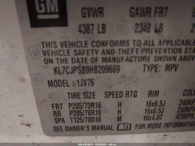KL7CJPSB9HB209669 Chevrolet Trax Lt