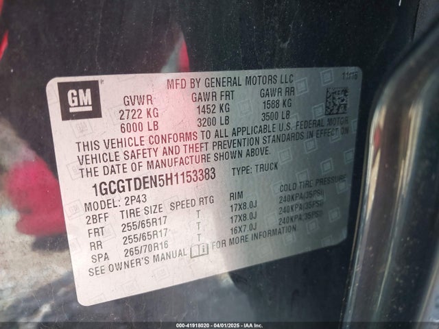 1GCGTDEN5H1153383 Chevrolet Colorado Z71