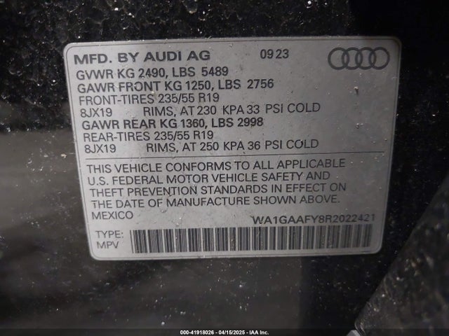 2024 AUDI Q5 WA1GAAFY8R2022421 Photo 8