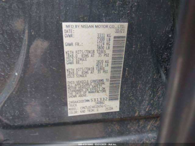 1N6AA1ED3MN531332 Nissan Titan Pro-4x 4x4