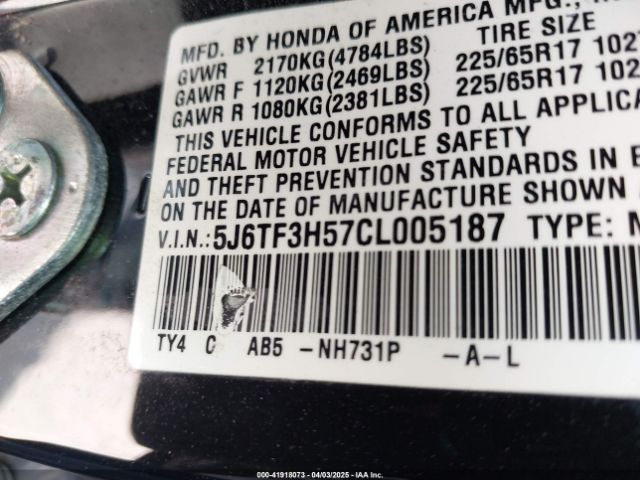 2012 HONDA CROSSTOUR 5J6TF3H57CL005187 Photo 8