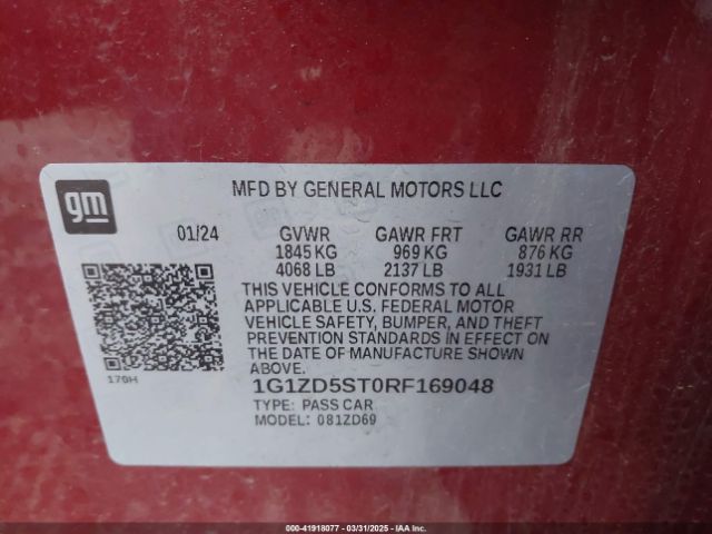 1G1ZD5ST0RF169048 Chevrolet Malibu Fwd 1lt