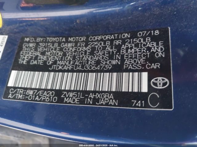 JTDKARFU4J3064739 Toyota Prius Four