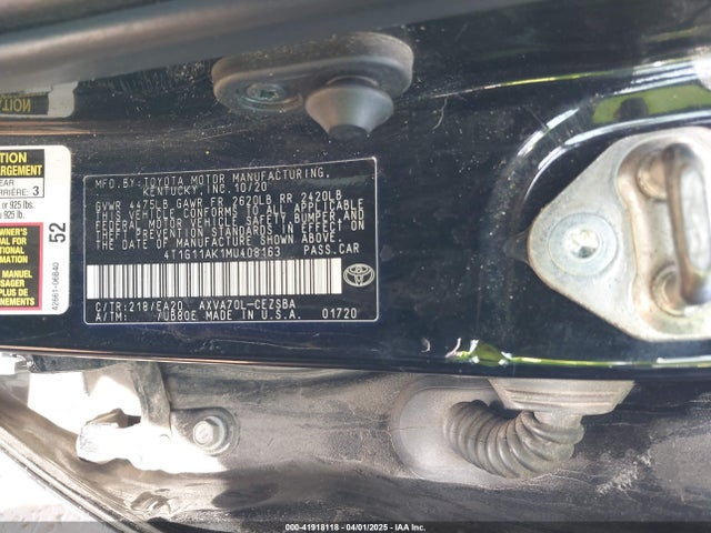 4T1G11AK1MU408163 Toyota CAMRY SE