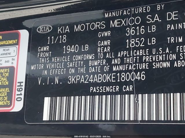 3KPA24AB0KE180046 KIA RIO S