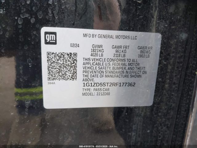 1G1ZD5ST2RF177362 Chevrolet Malibu Fwd 1lt