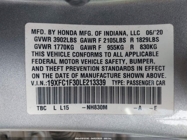 19XFC1F30LE213339 Honda CIVIC EX