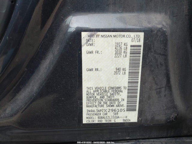 1N4AL3AP2JC296105 Nissan Altima 2.5 S