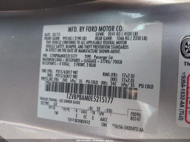 1ZVBP8AM0E5215177 Ford Mustang V6