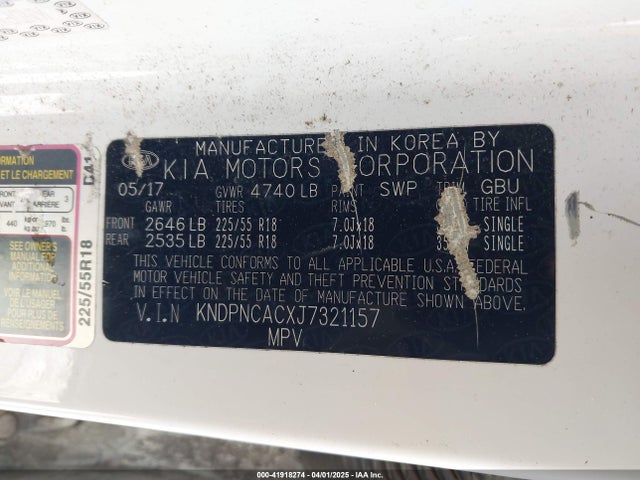 KNDPNCACXJ7321157 KIA Sportage Ex