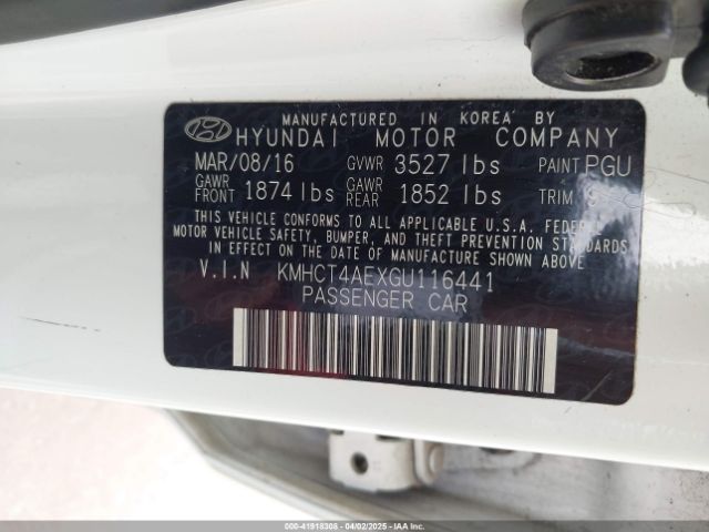 KMHCT4AEXGU116441 Hyundai ACCENT SE