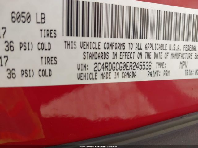 2C4RDGCG0ER245536 Dodge Grand Caravan Sxt