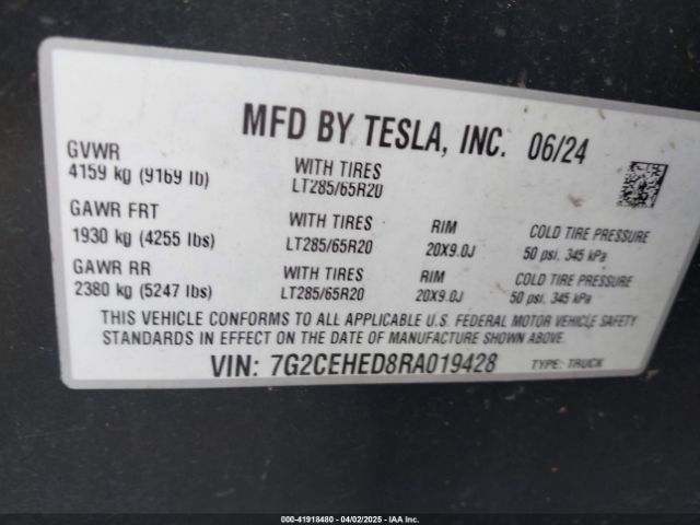 7G2CEHED8RA019428 Tesla Cybertruck All-wheel Drive