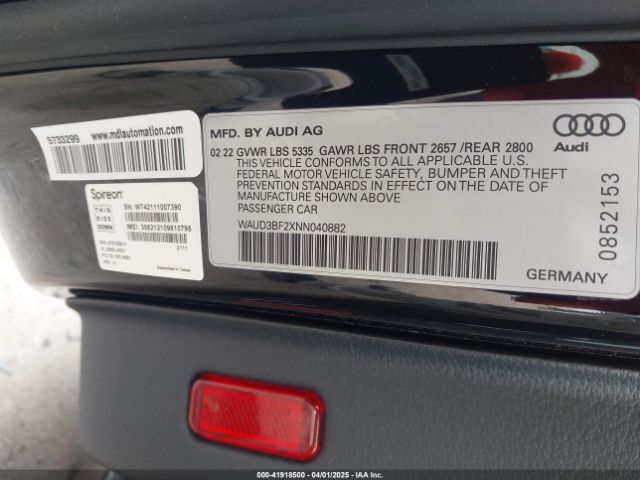 2022 AUDI A6 WAUD3BF2XNN040882 Photo 8