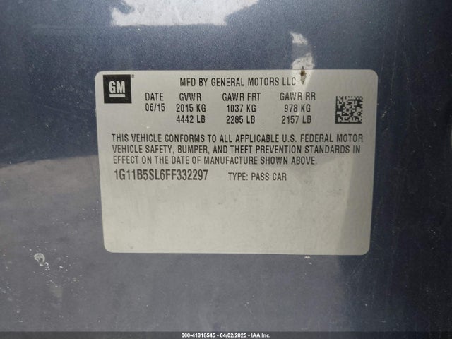 Chevrolet MALIBU LS 2015 1G11B5SL6FF332297 Image 9