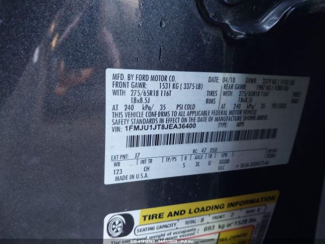 1FMJU1JT8JEA36400 Ford Expedition Xlt