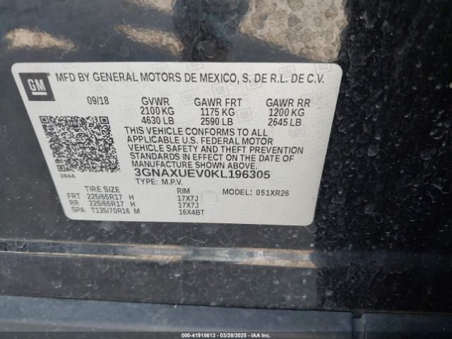 3GNAXUEV0KL196305 Chevrolet EQUINOX LT