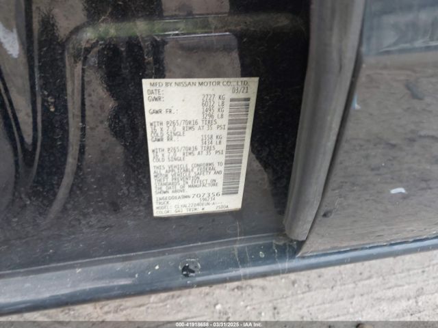 1N6ED0EA9MN707356 Nissan Frontier Sv 4x2