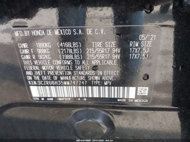 2021 HONDA HR-V 3CZRU6H35MM747247 Photo 8
