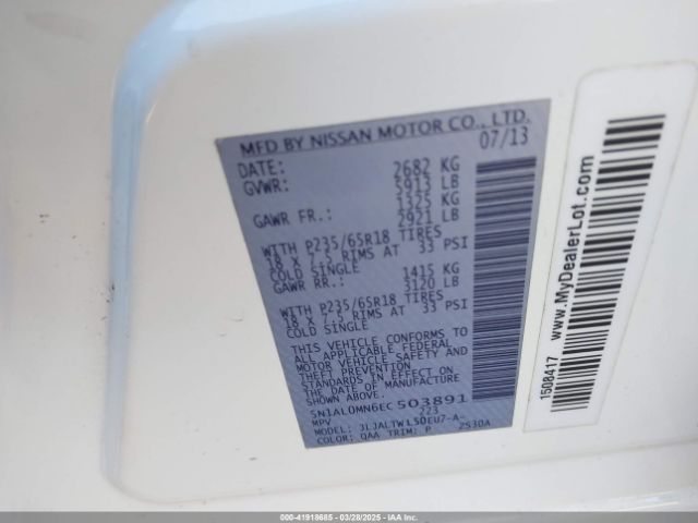 5N1AL0MN6EC503891 Infiniti QX60