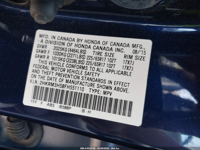 Honda CR-V EX 2015 2HKRM3H58FH551110 Image 9
