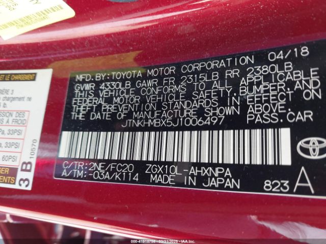 JTNKHMBX5J1006497 Toyota C-hr Xle Premium