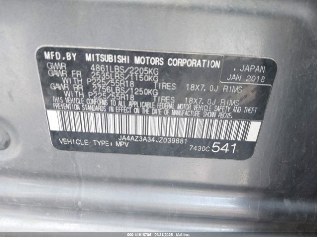 JA4AZ3A34JZ039881 Mitsubishi Outlander Se