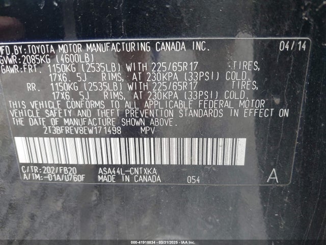 Toyota RAV4 LE 2014 2T3BFREV8EW171498 Image 9