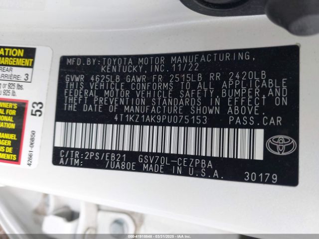 4T1KZ1AK9PU075153 Toyota CAMRY TRD