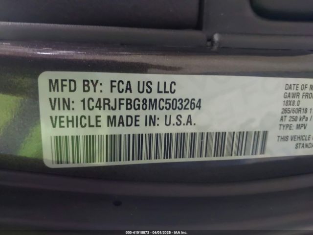 1C4RJFBG8MC503264 Jeep Grand Cherokee Limited 4x4