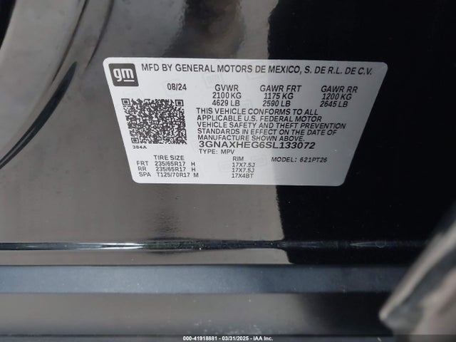 3GNAXHEG6SL133072 Chevrolet Equinox Fwd Lt