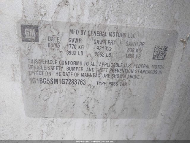 1G1BG5SM1G7283763 Chevrolet Cruze Premier Auto