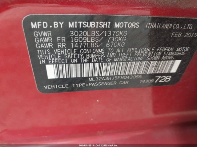 2015 MITSUBISHI MIRAGE ML32A3HJ5FH043055 Photo 8