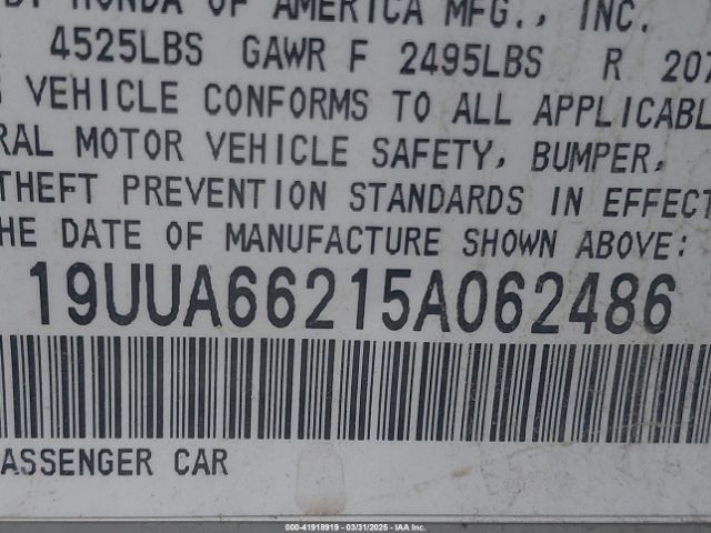 2005 ACURA TL 19UUA66215A062486 Photo 8