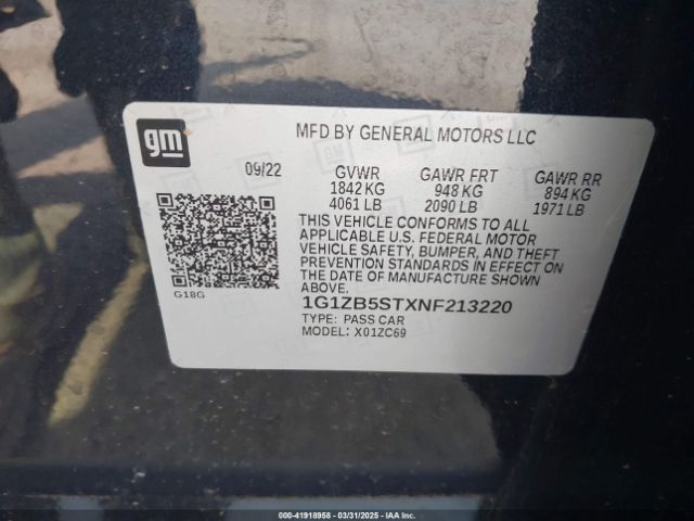 1G1ZB5STXNF213220 Chevrolet Malibu Fwd Ls