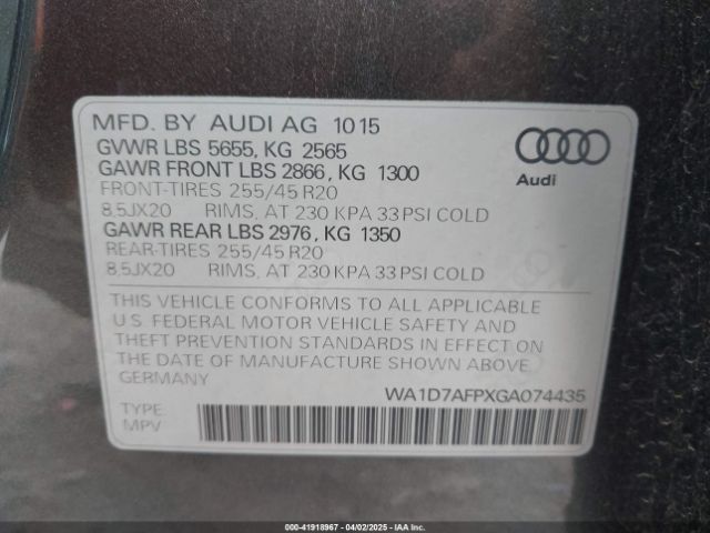 2016 AUDI Q5 WA1D7AFPXGA074435 Photo 8