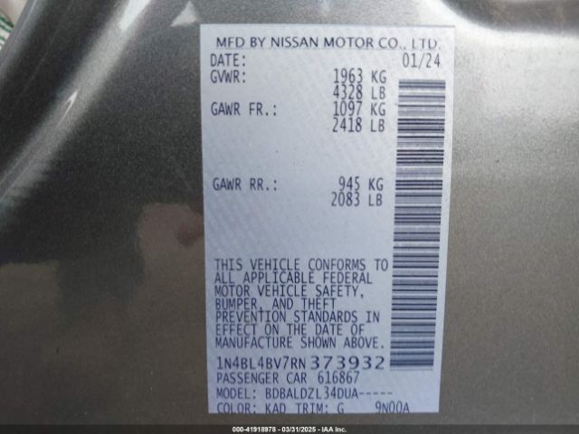 1N4BL4BV7RN373932 Nissan Altima S Fwd